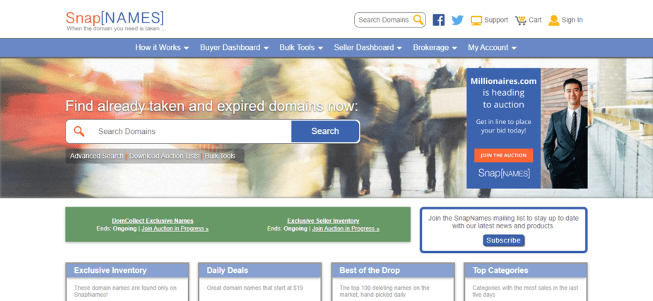sell and buy domains on snapnames