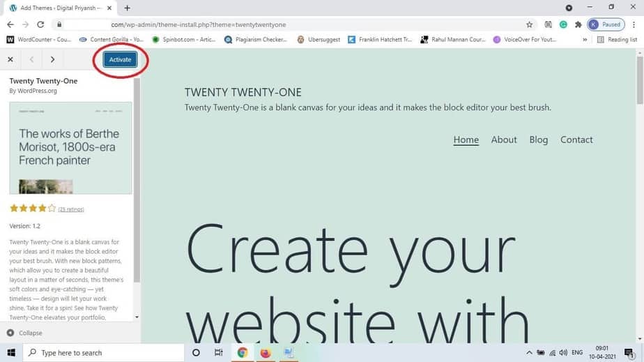 start a blog in wordpress